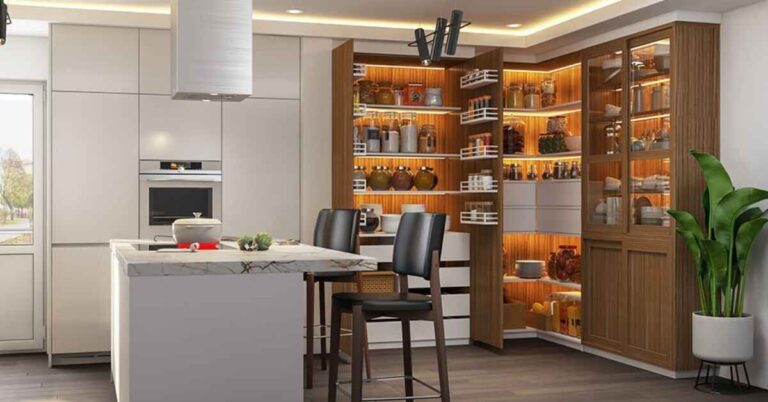 Atoll Kitchen and Tall Cabinets