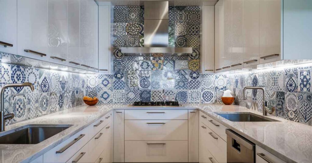 Backsplash with White Dove Cabinets 