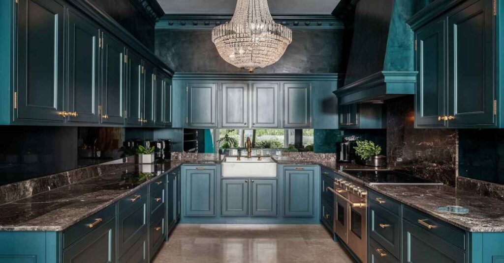 Dark Teal Kitchen and Smoky Dark Green 