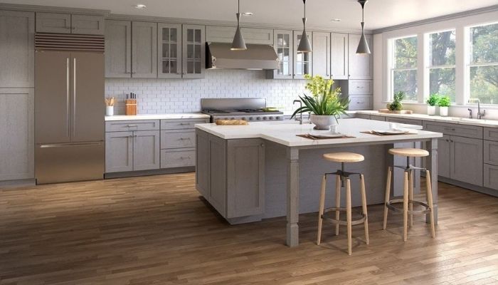 Light grey kitchen cabinets what colour walls