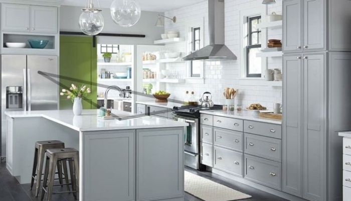 Modern grey kitchen cabinets