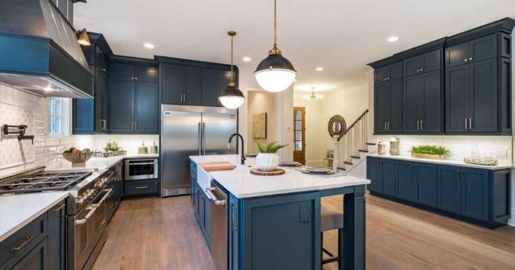 Navy blue kitchen cabinets  