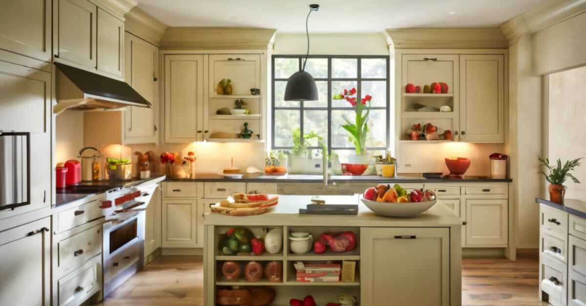 White Kitchen Walls with Cream Cabinets 