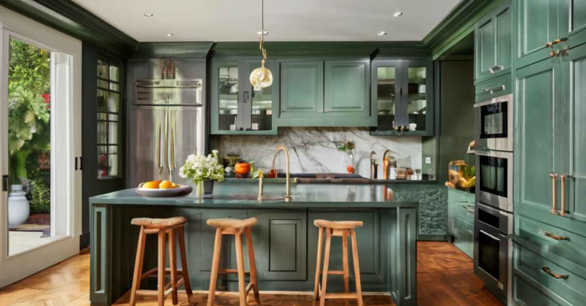 green color kitchen cabinets ideas in 2024