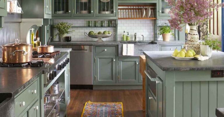 greige kitchen cabinets