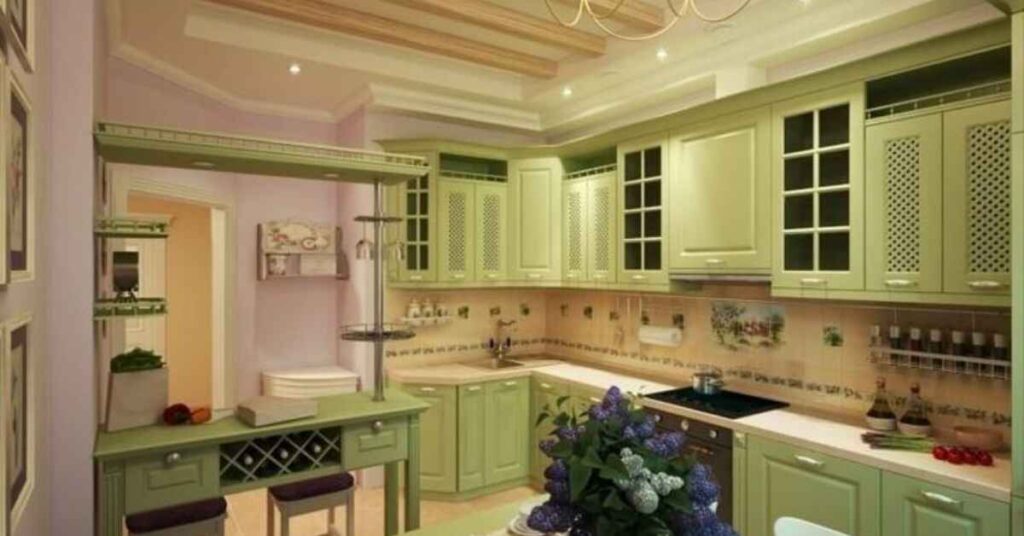 sage green color kitchen cabinets 