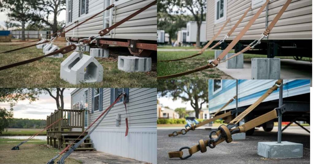 Hurricane tie down straps for mobile homes