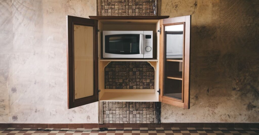 Microwave wall cabinet with doors 