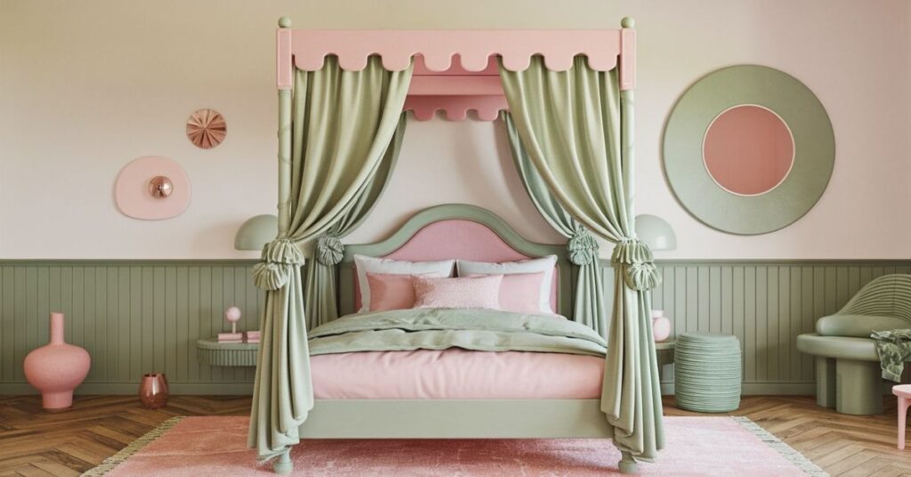 Sage green & pink bedroom decorating ideas 