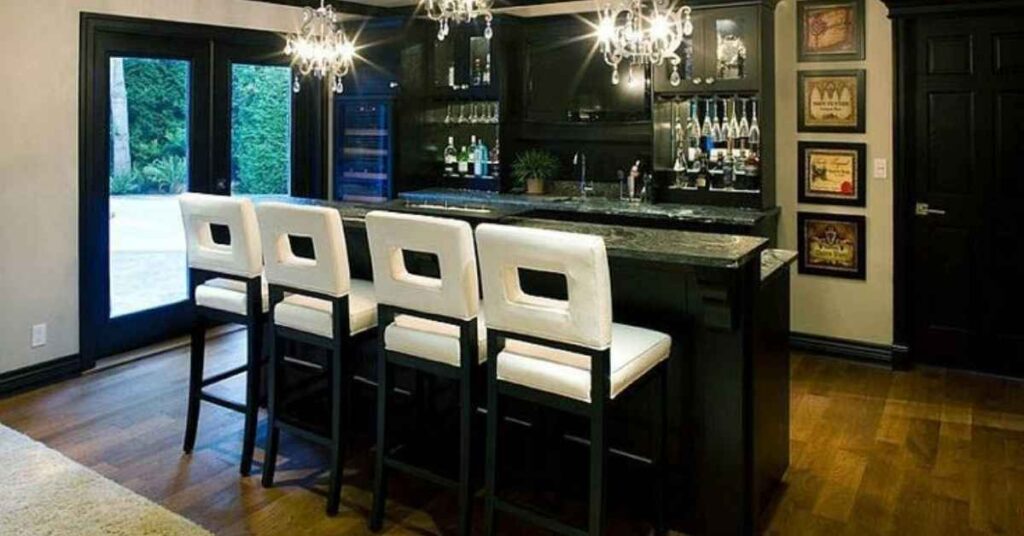 Black + White Basement Bar