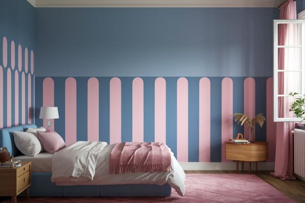 Blue and Pink Combination Wall Paint