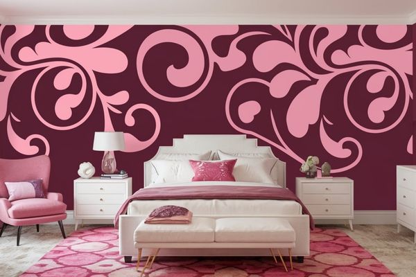 Burgundy & Pink Color Combination for Wall