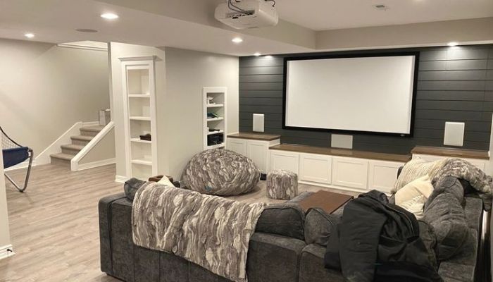 Contemporary Basement Media Room