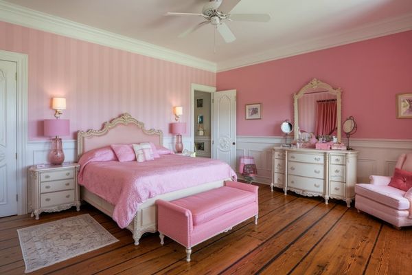 Gorgeous Wooden Flooring & Pink Color Combination for Wall