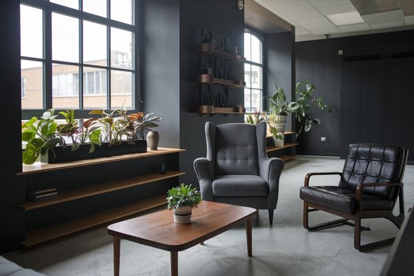 Modern Dark Academia Living Room