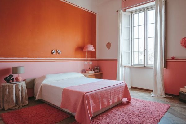 Orange and Pink Two Colour Combination for Bedroom Walls