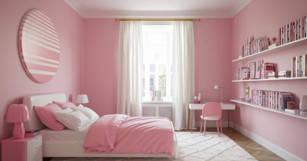 Pink Two Colour Combination For Bedroom Walls