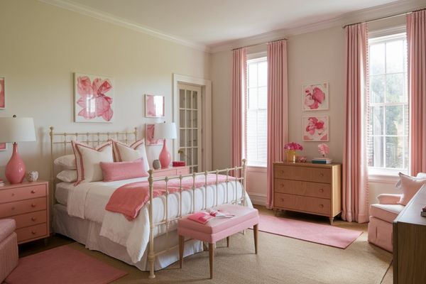 White and Pink Two Colour Combination for Bedroom Walls